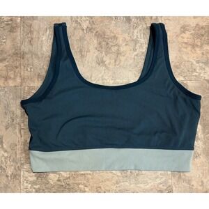 Nike Womens Plus Size Dri-Fit Tight Fit Ribbed Sports Bra 1X Two Toned Blue